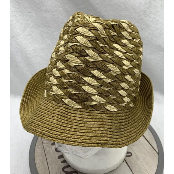 Woven 100% Paper Straw Fedora Hat Olive Green Women’s Large/ Extra Large - Picture 5 of 9